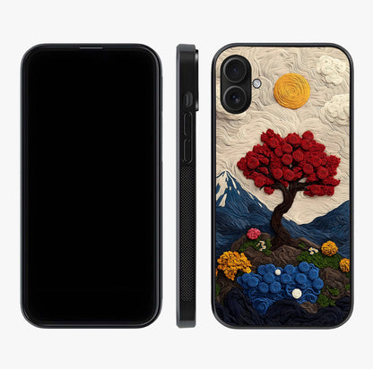 Eternal Nature Tapestry Glass Case displayed upright for full design visibility and premium finish.