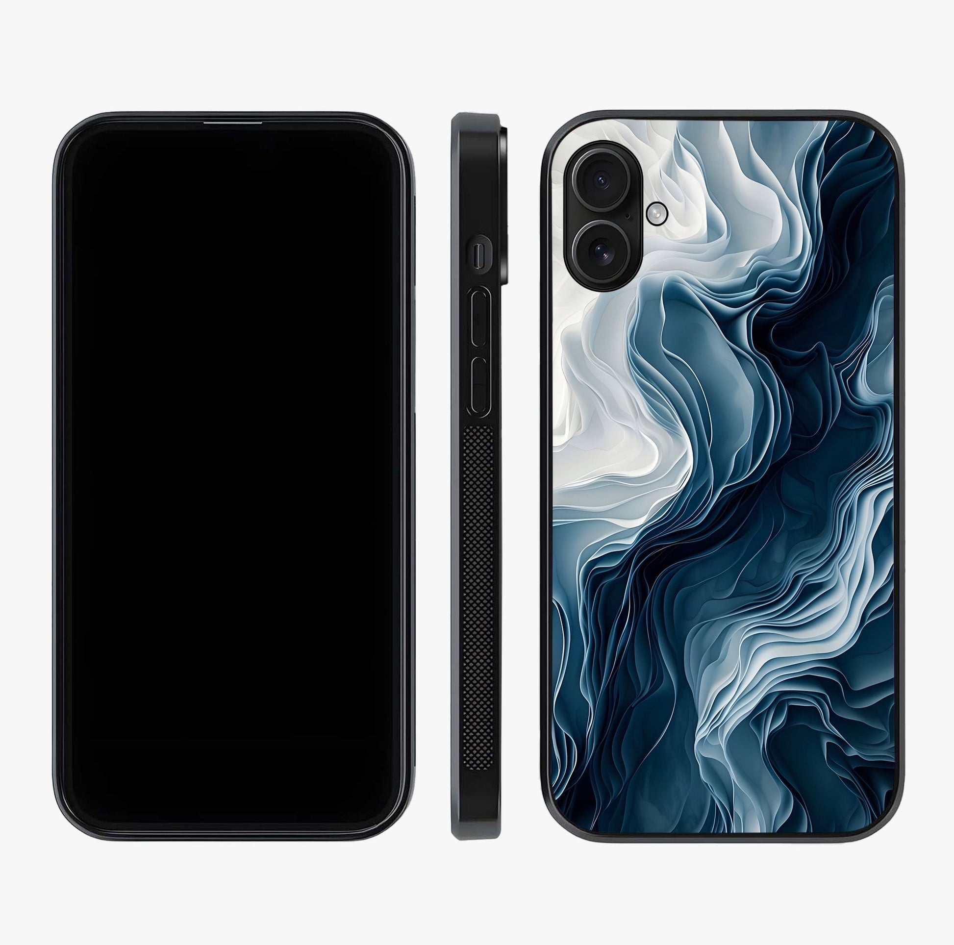 Ethereal Paper Marble Glass Case displayed upright for full design visibility and premium finish.