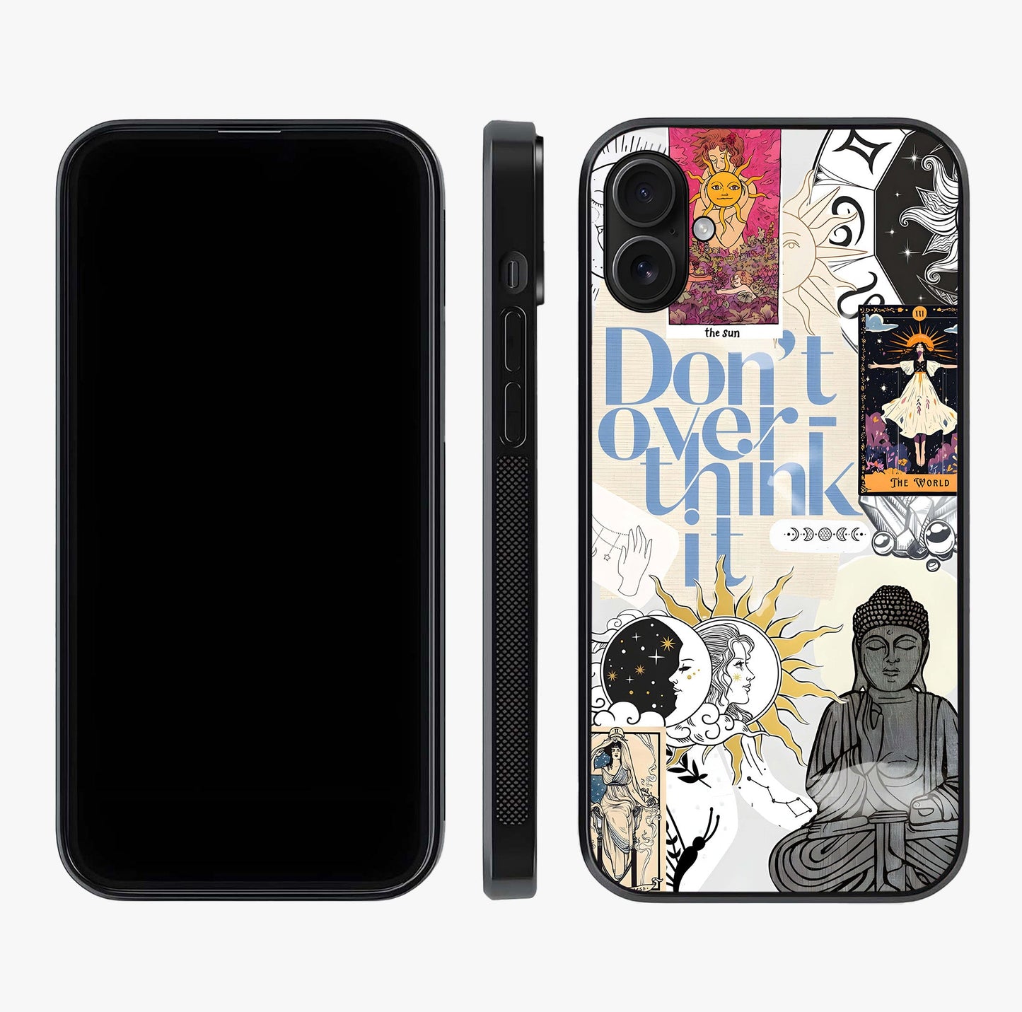 Ethereal Thoughts Glass Case displayed upright for full design visibility and premium finish.