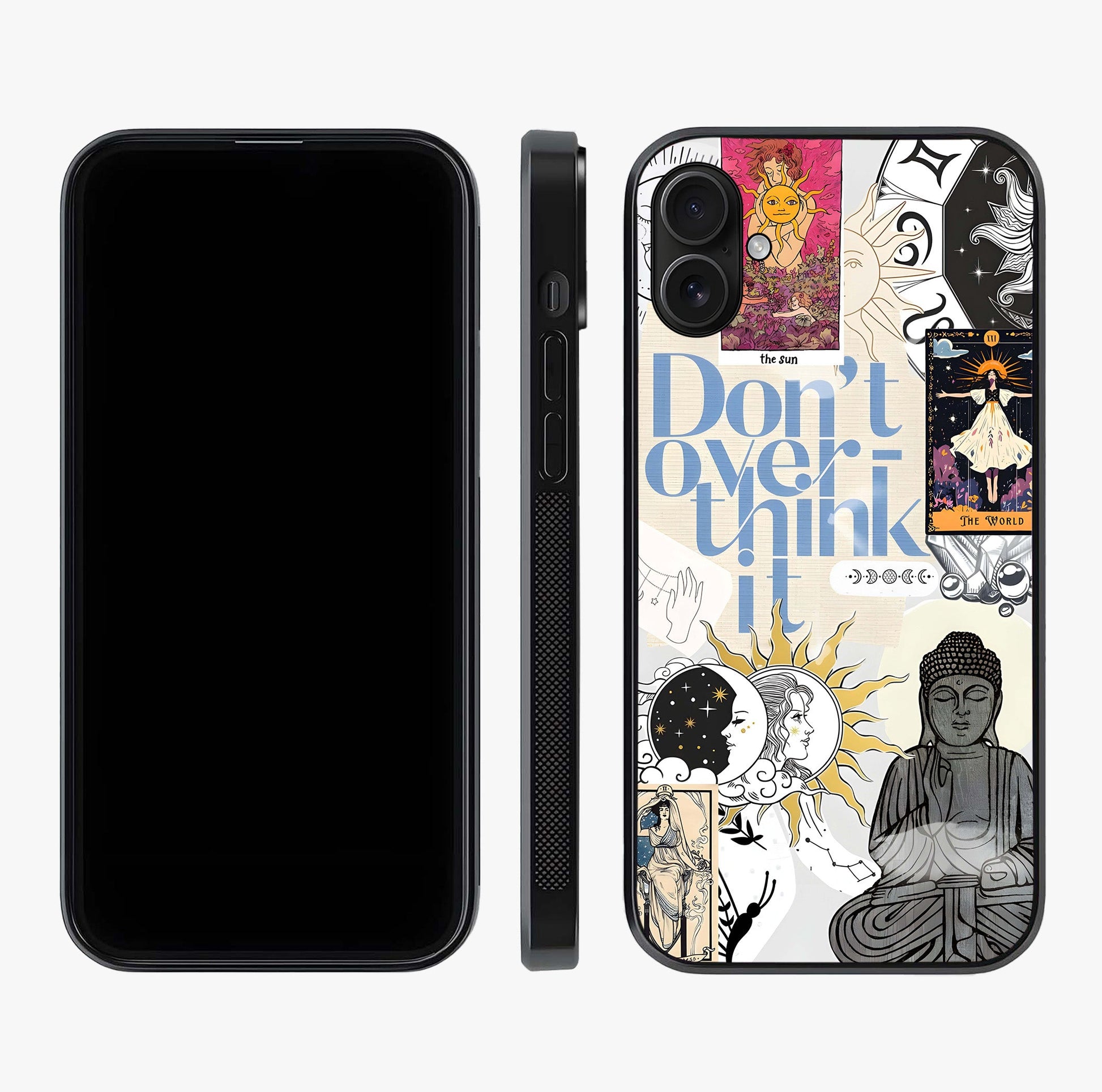Ethereal Thoughts Glass Case displayed upright for full design visibility and premium finish.