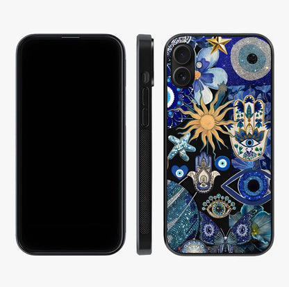 Evil Eye Charm Mix Glass Case displayed upright for full design visibility and premium finish.