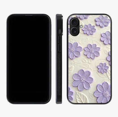 Floral Wall Art With Purple Flowers Glass Case displayed upright for full design visibility and premium finish.