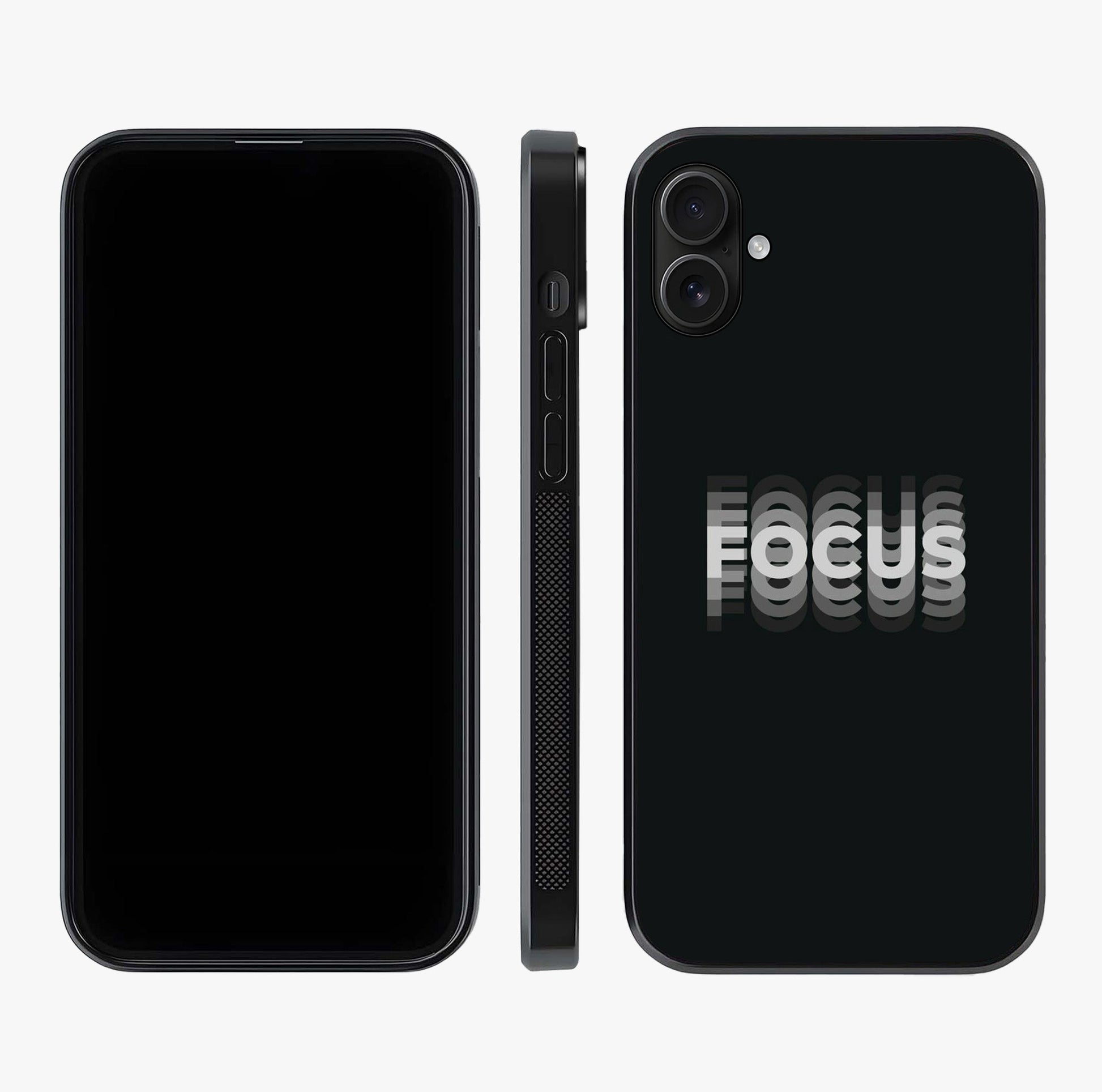 Focus Mode On Glass Case displayed upright for full design visibility and premium finish.