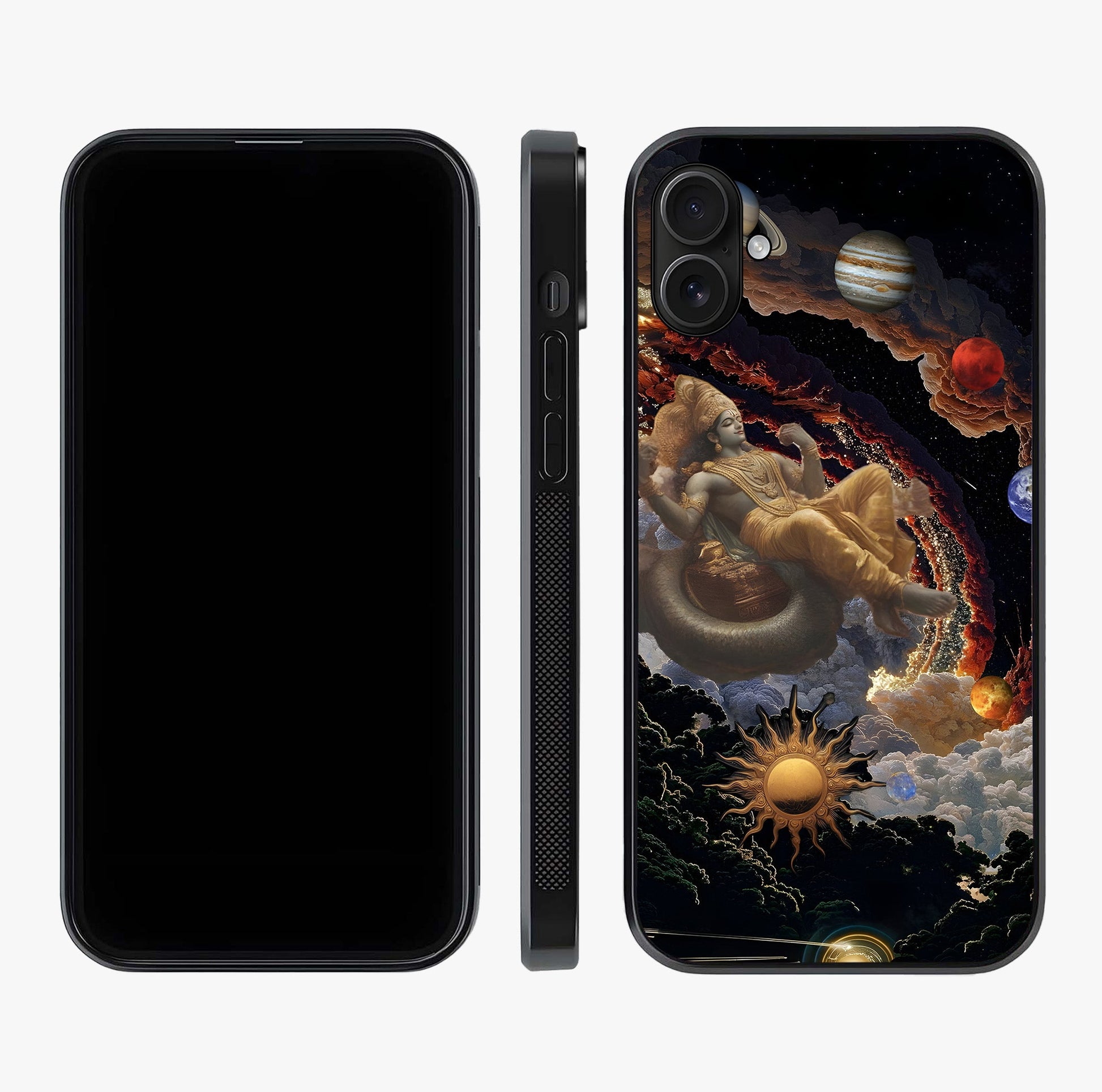 Galactic Divine God Glass Case displayed upright for full design visibility and premium finish.