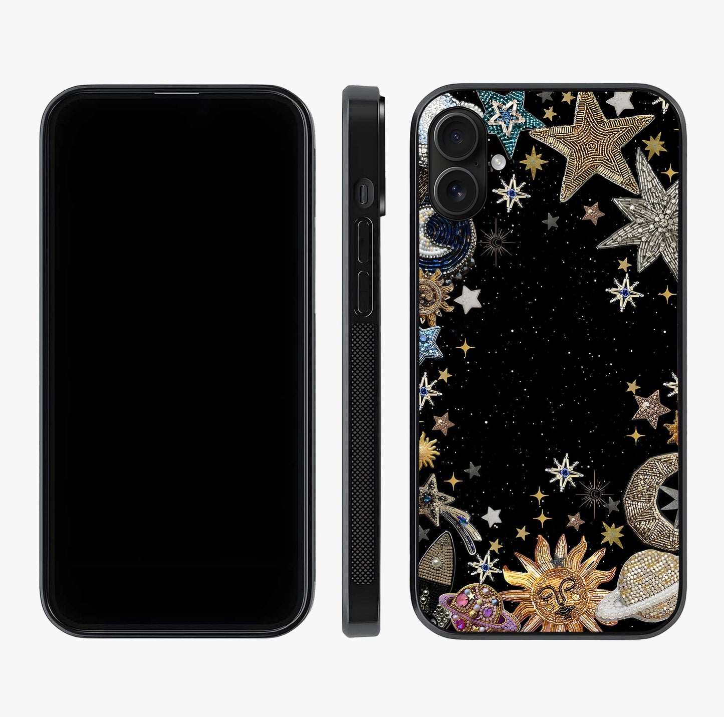 Galactic Jewel Stars Glass Case displayed upright for full design visibility and premium finish.