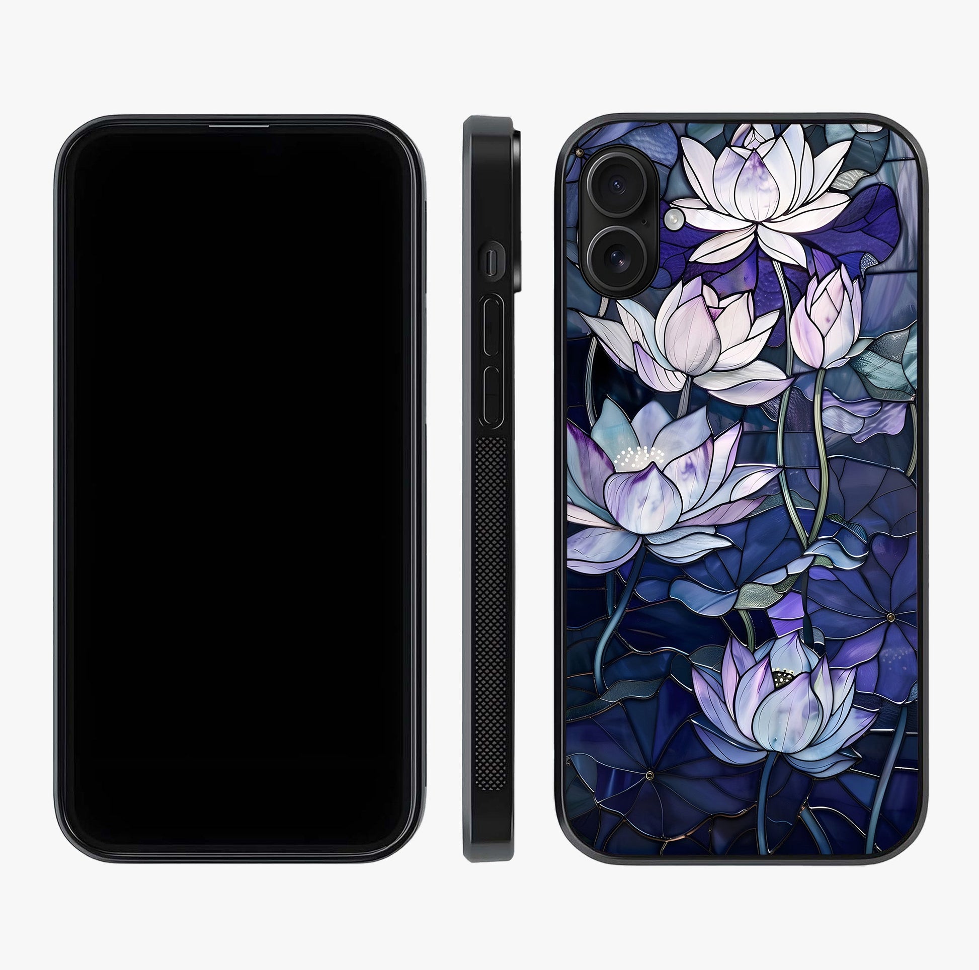 Gloss Petal Rush Glass Case displayed upright for full design visibility and premium finish.