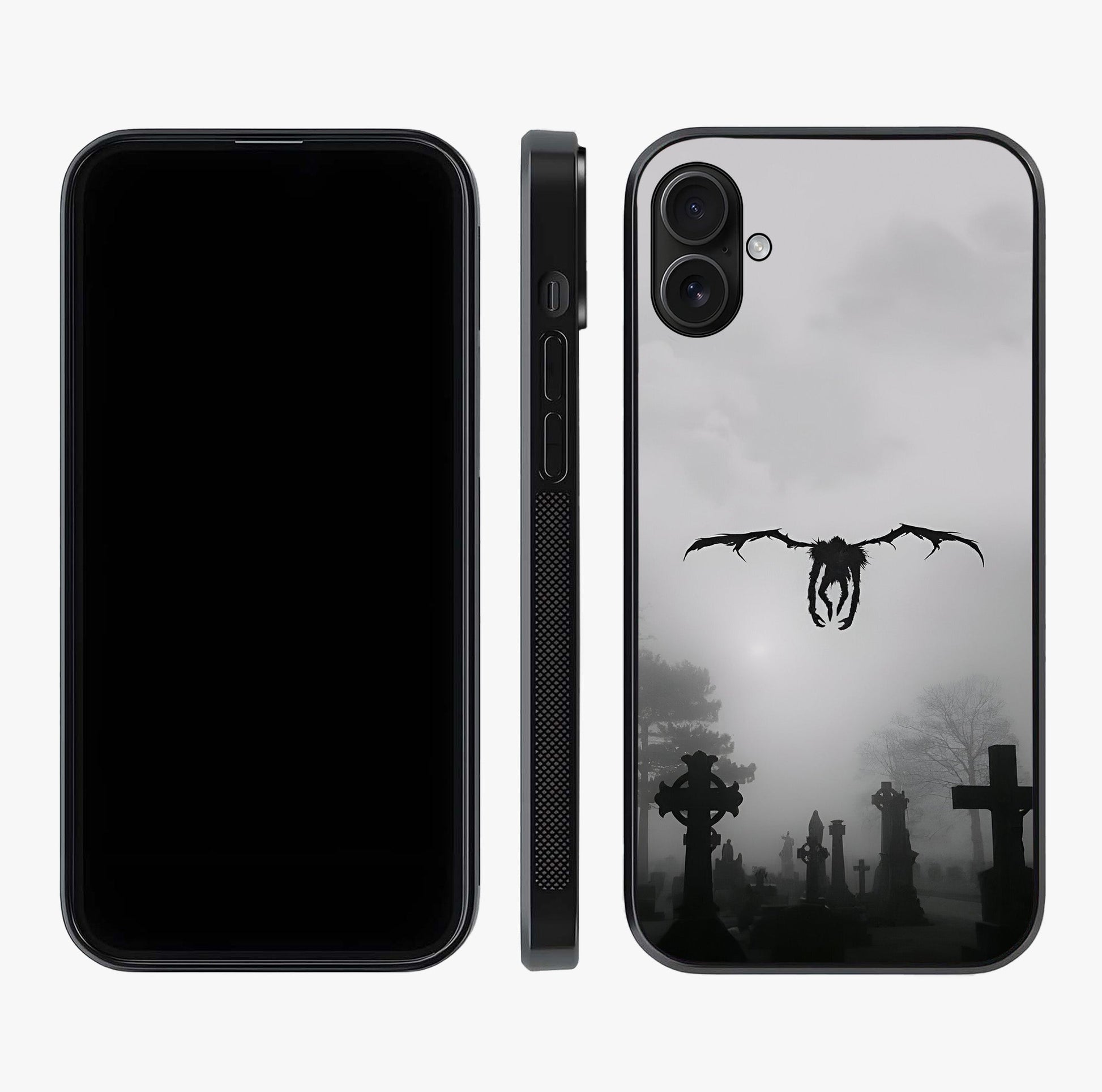Graveyard Shadow Descent Glass Case displayed upright for full design visibility and premium finish.