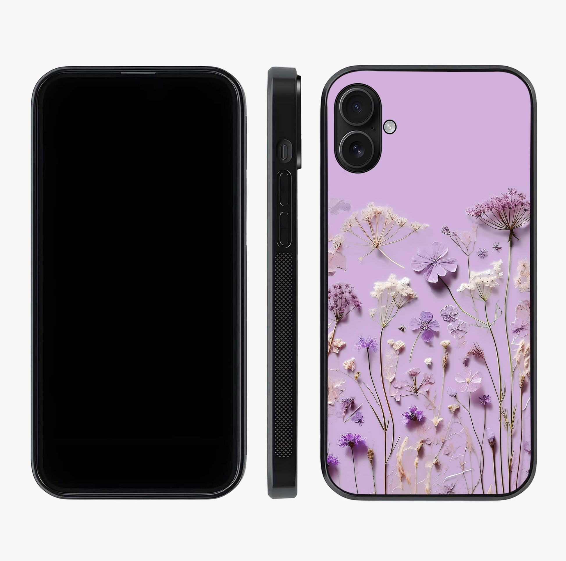 Lavender Blossom Dream Glass Case displayed upright for full design visibility and premium finish.
