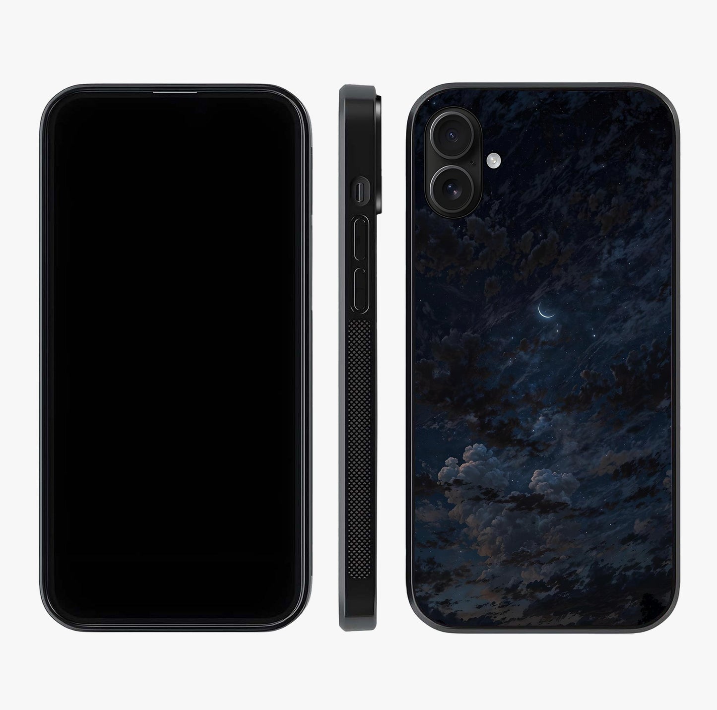 Lunar Veil Silence Glass Case displayed upright for full design visibility and premium finish.