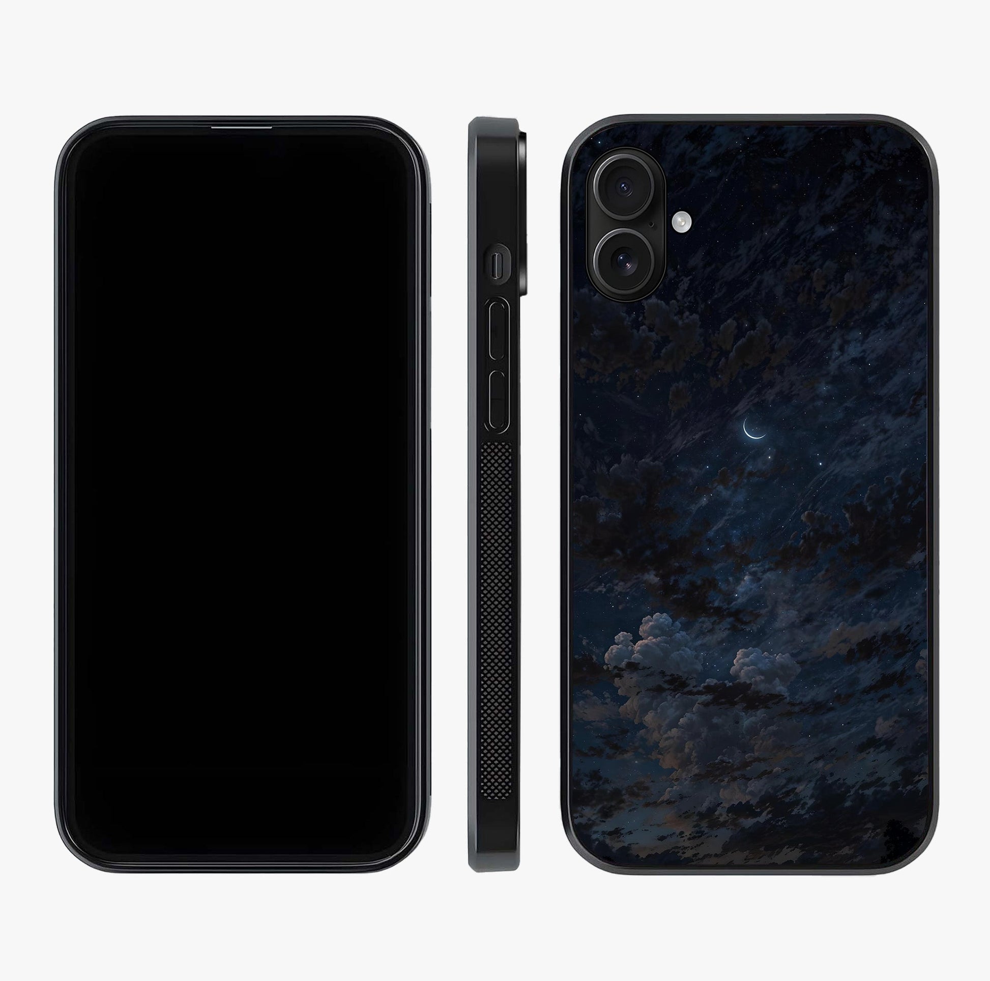 Lunar Veil Silence Glass Case displayed upright for full design visibility and premium finish.