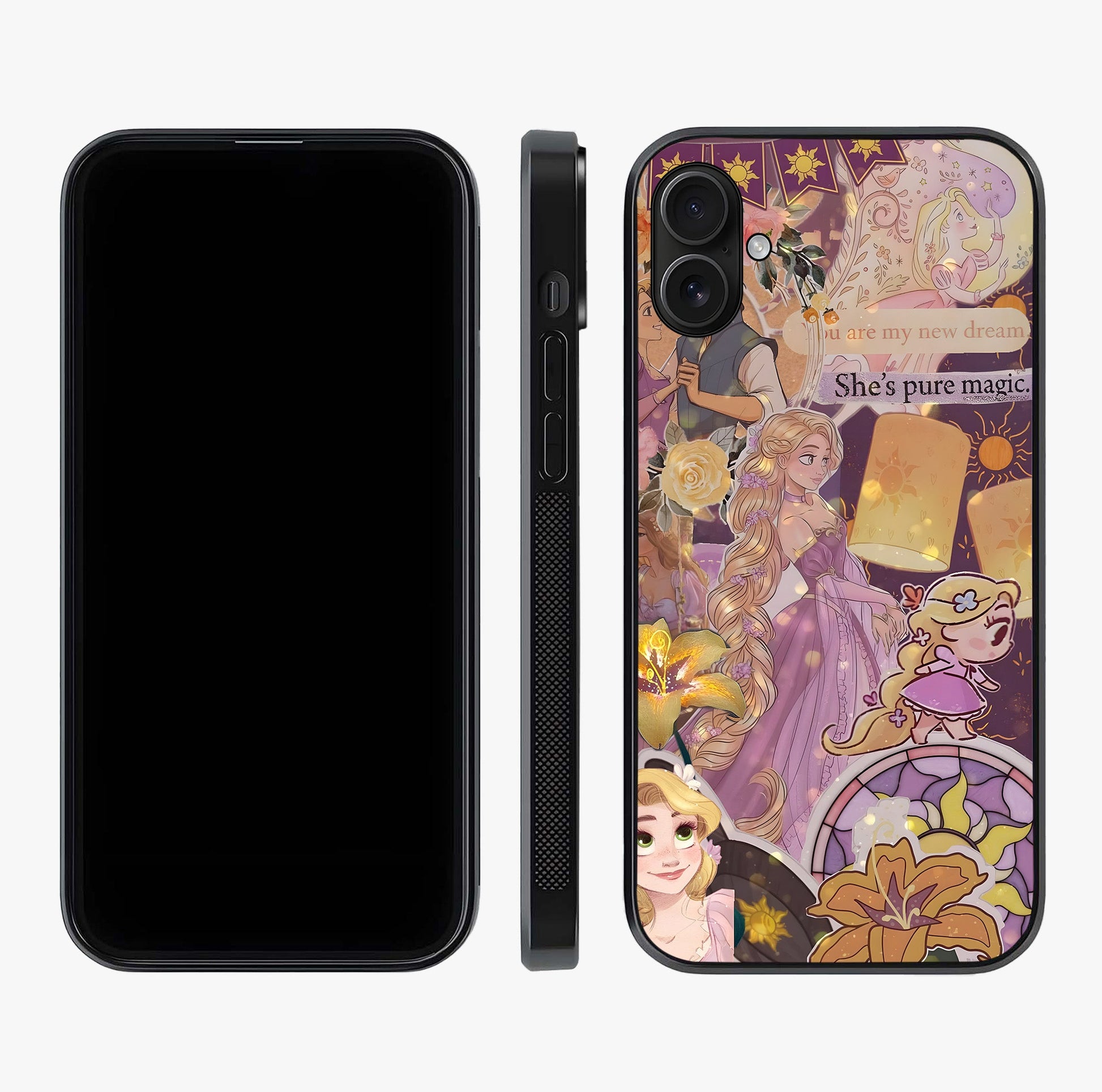 Magical Tangled Dream Glass Case displayed upright for full design visibility and premium finish.