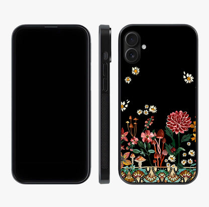 Midnight Bloom Pattern Glass Case displayed upright for full design visibility and premium finish.