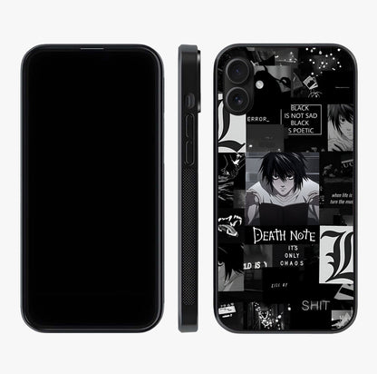 Midnight Chaos Mind Glass Case displayed upright for full design visibility and premium finish.