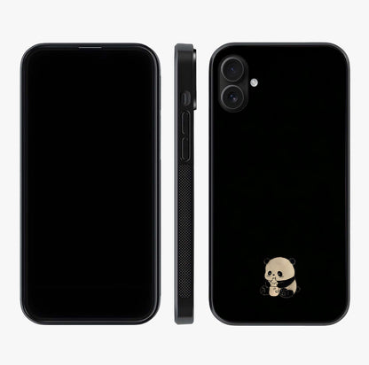 Midnight Panda Love Glass Case displayed upright for full design visibility and premium finish.