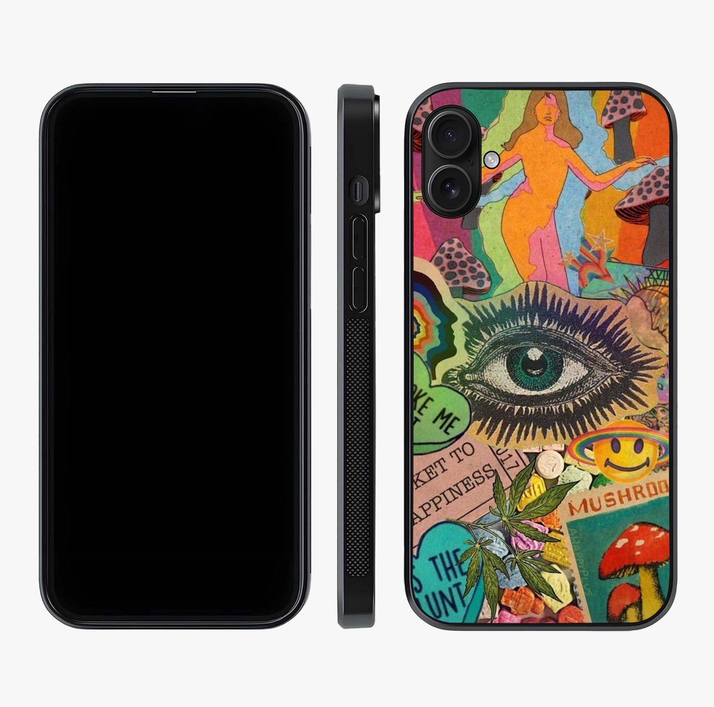 Mystic Eye Wonderland Glass Case displayed upright for full design visibility and premium finish.