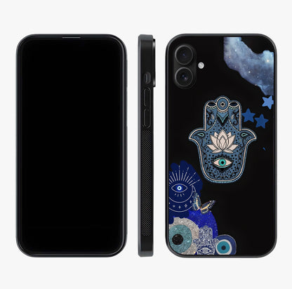 Mystic Hand Aura Glass Case displayed upright for full design visibility and premium finish.