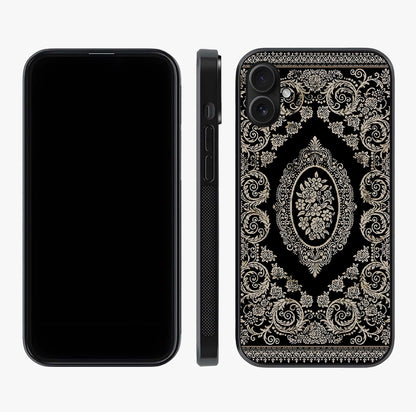 Noir Bloom Elegance Glass Case displayed upright for full design visibility and premium finish.