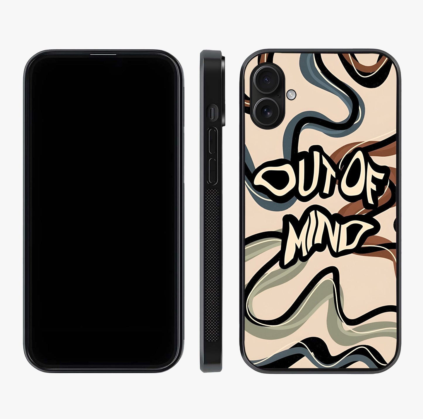 Out Of Mind Glass Case displayed upright for full design visibility and premium finish.