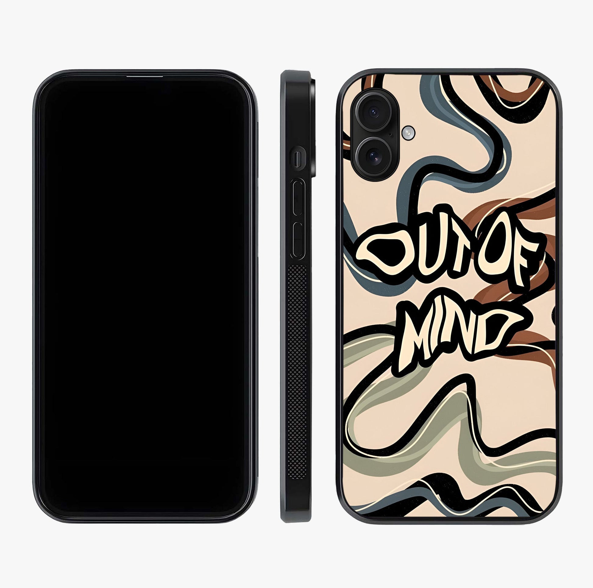 Out Of Mind Glass Case displayed upright for full design visibility and premium finish.