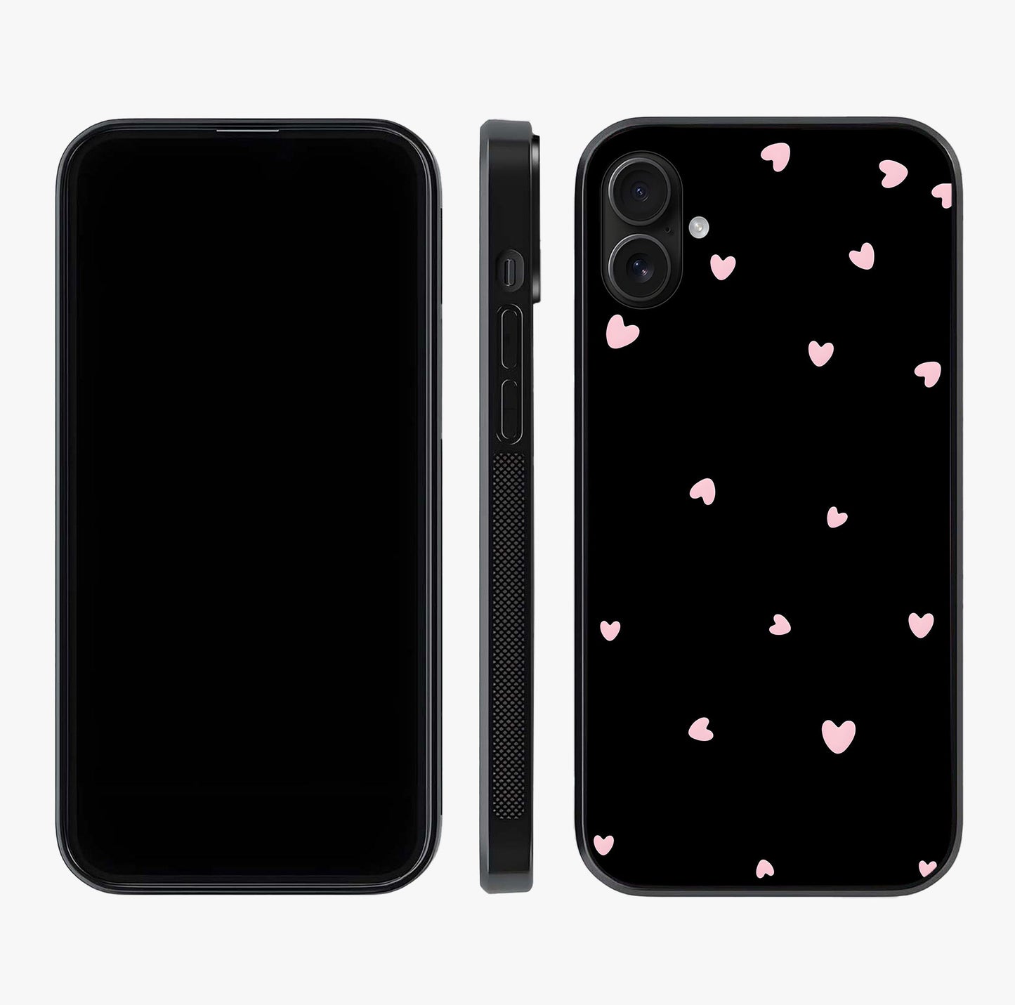 Pink Love Drops Glass Case displayed upright for full design visibility and premium finish.