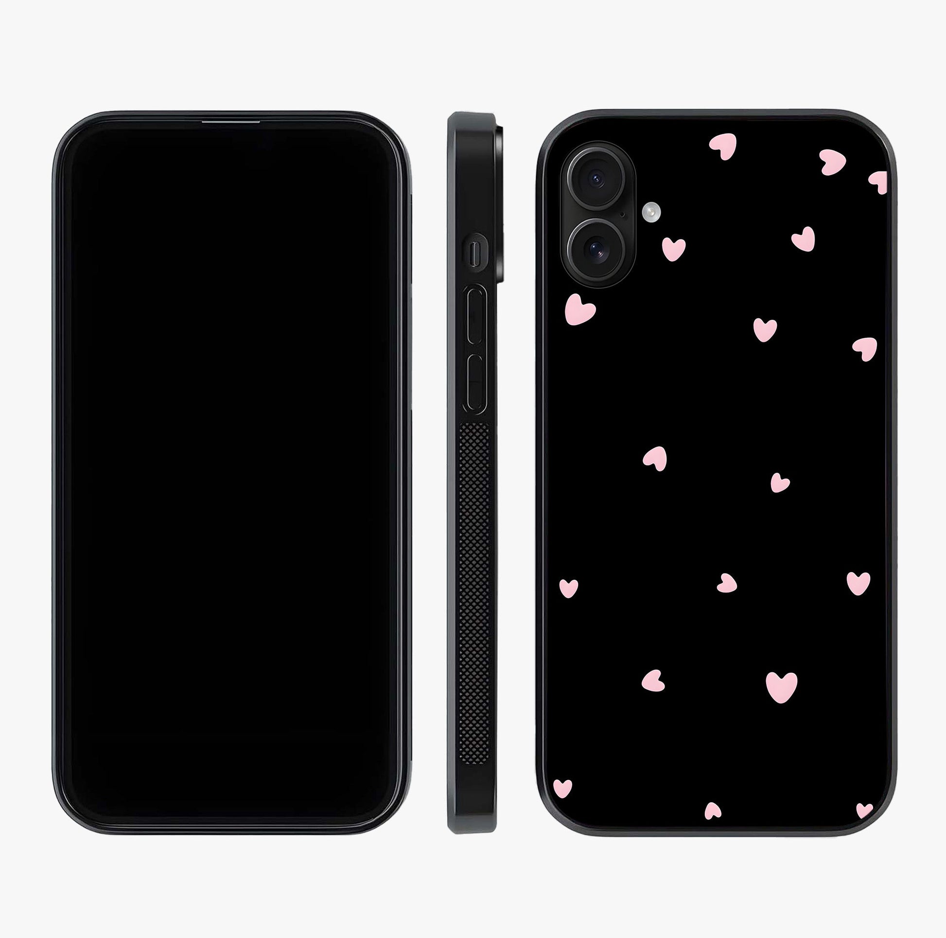 Pink Love Drops Glass Case displayed upright for full design visibility and premium finish.