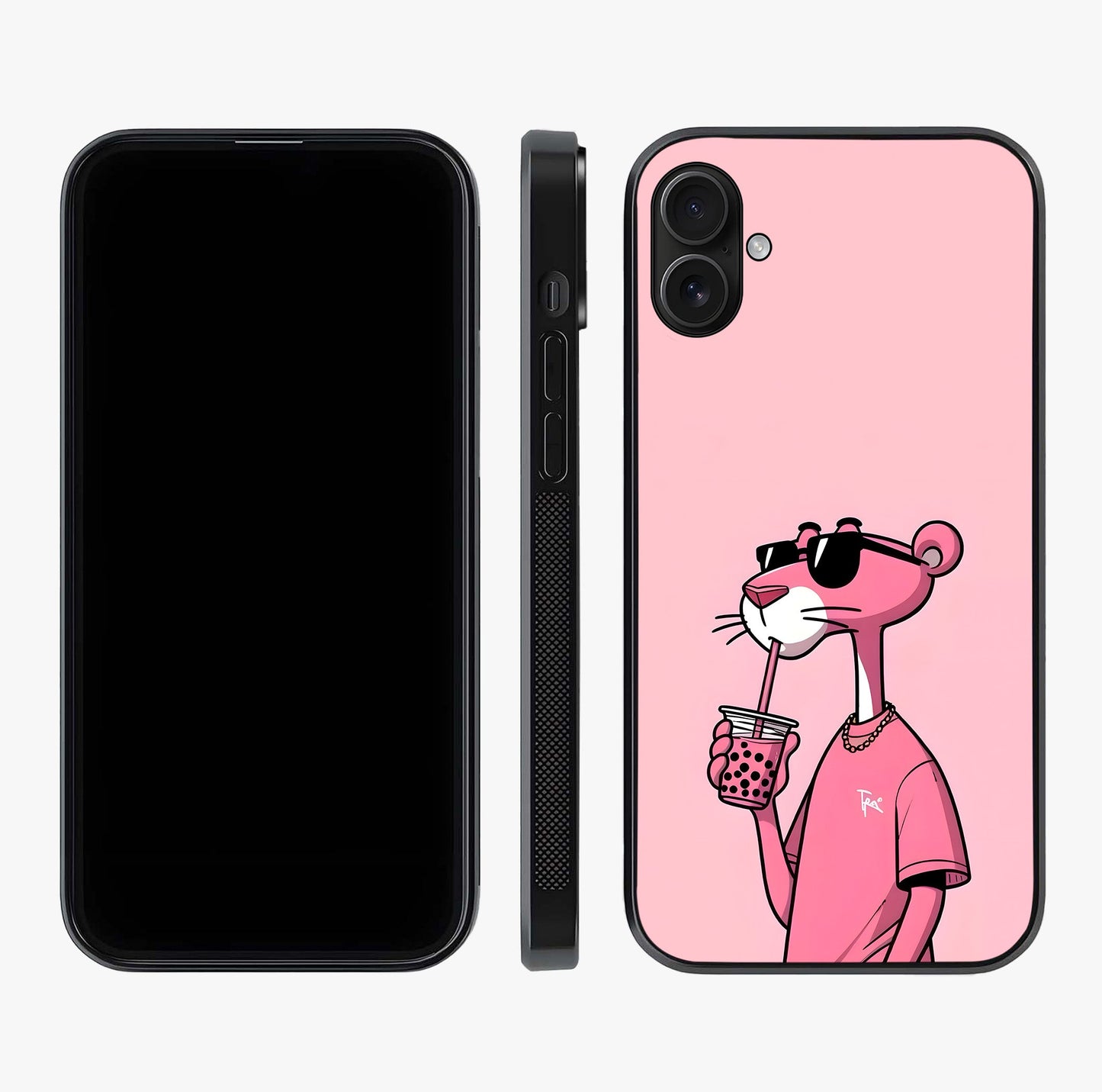 Pink Panther Glass Case displayed upright for full design visibility and premium finish.