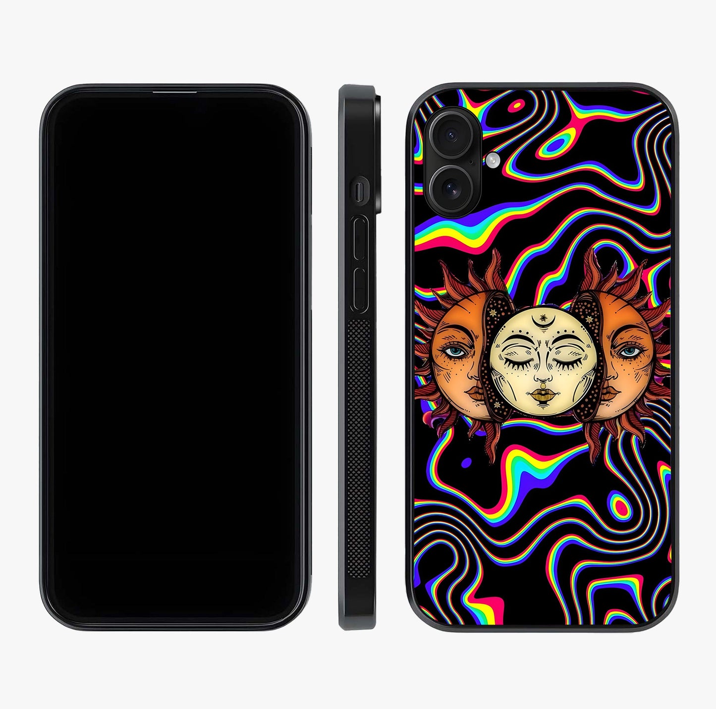 Psychedelic Sun Glass Case displayed upright for full design visibility and premium finish.