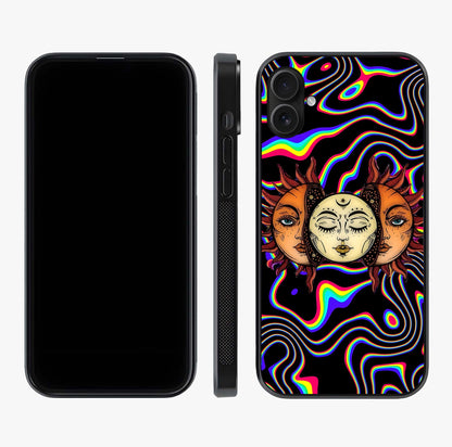 Psychedelic Sun Glass Case displayed upright for full design visibility and premium finish.