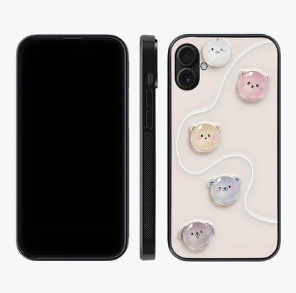 Puffy Face Parade Glass Case displayed upright for full design visibility and premium finish.