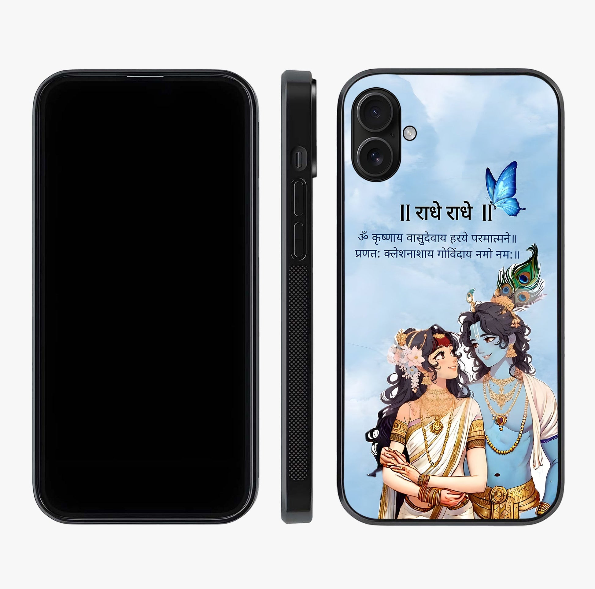 Radha Krishna Eternal Glass Case displayed upright for full design visibility and premium finish.