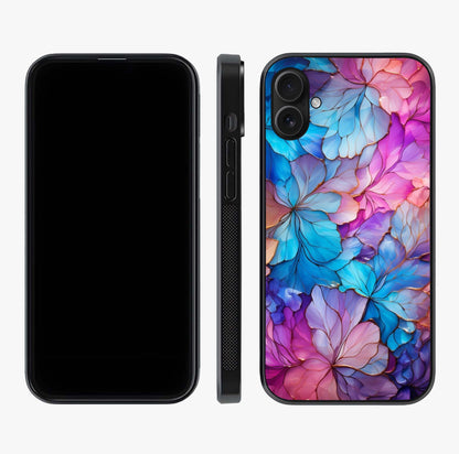 Radiant Floral Whirl Glass Case displayed upright for full design visibility and premium finish.