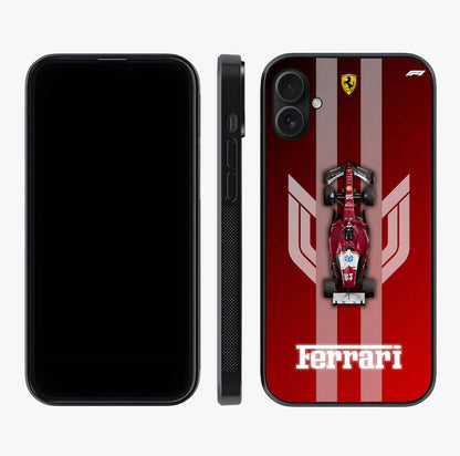 Red Ferrari F1 Vertical Glass Case displayed upright for full design visibility and premium finish.