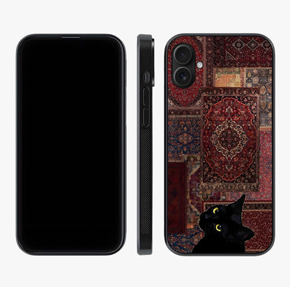 Regal Magic Cat Apple Glass Case displayed upright for full design visibility and premium finish.