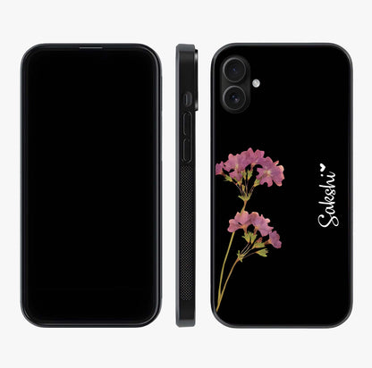 Riching Lavender Flower Custom Name Glass Case displayed upright for full design visibility and premium finish.