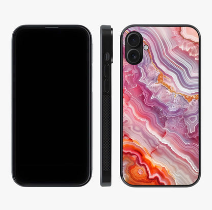 Rose Quartz Marble Glass Case displayed upright for full design visibility and premium finish.