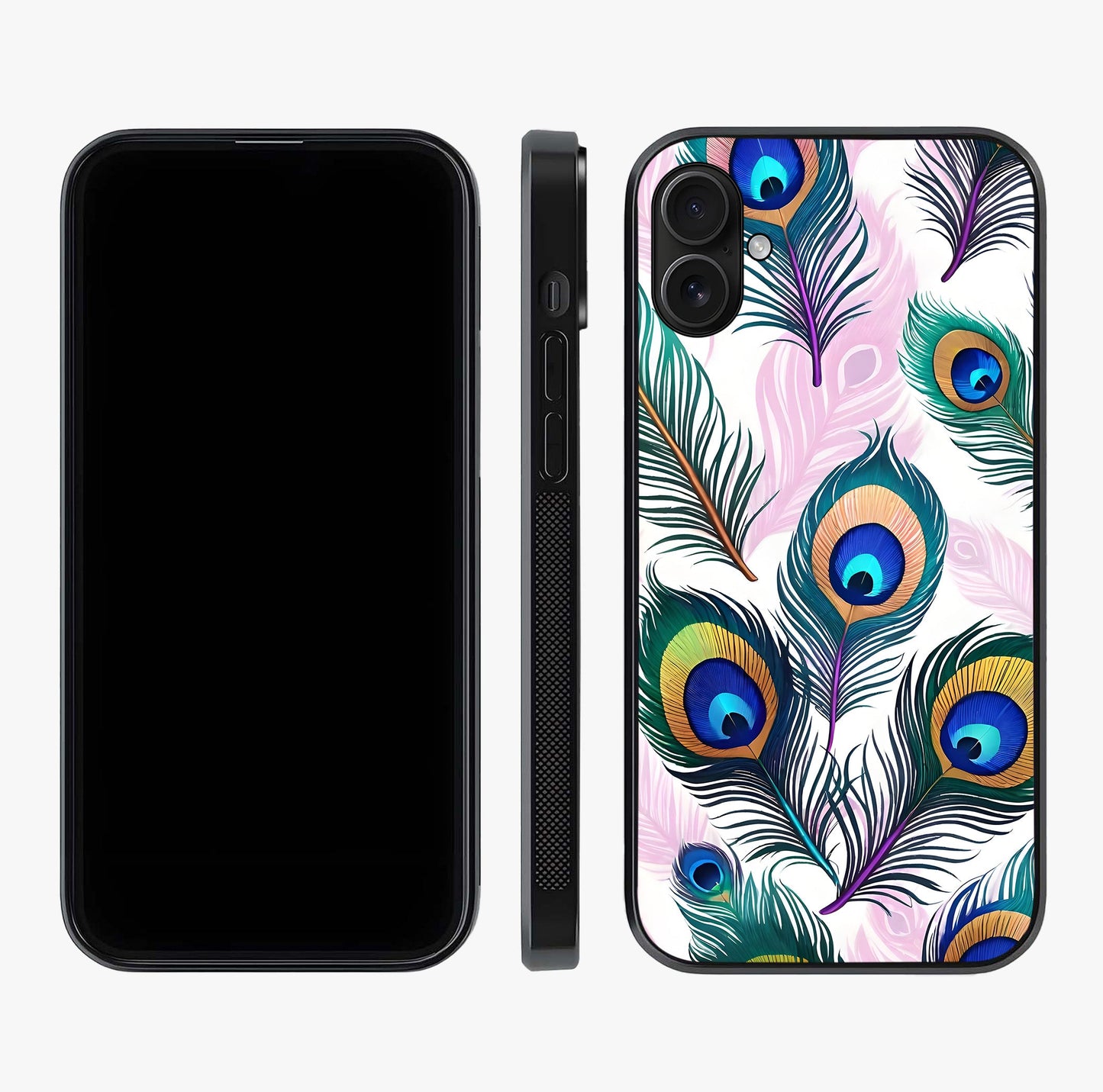 Royal Peacock Feathers Glass Case displayed upright for full design visibility and premium finish.