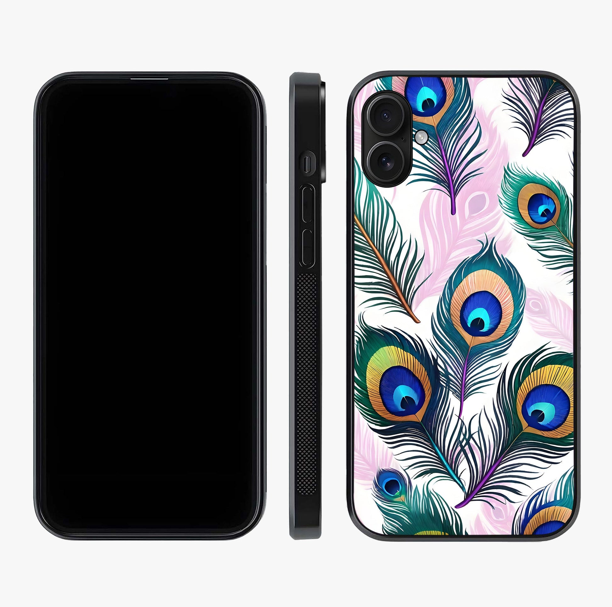 Royal Peacock Feathers Glass Case displayed upright for full design visibility and premium finish.