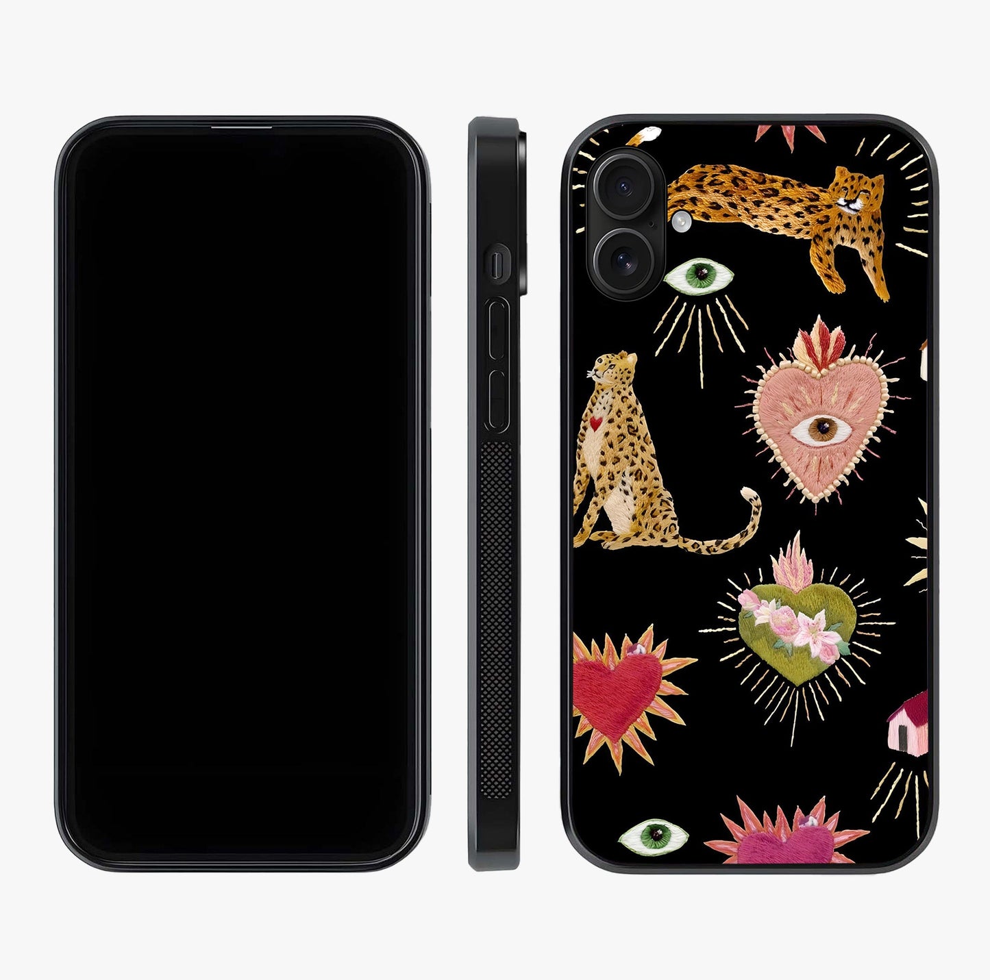 Sacred Jungle Heart Glass Case displayed upright for full design visibility and premium finish.