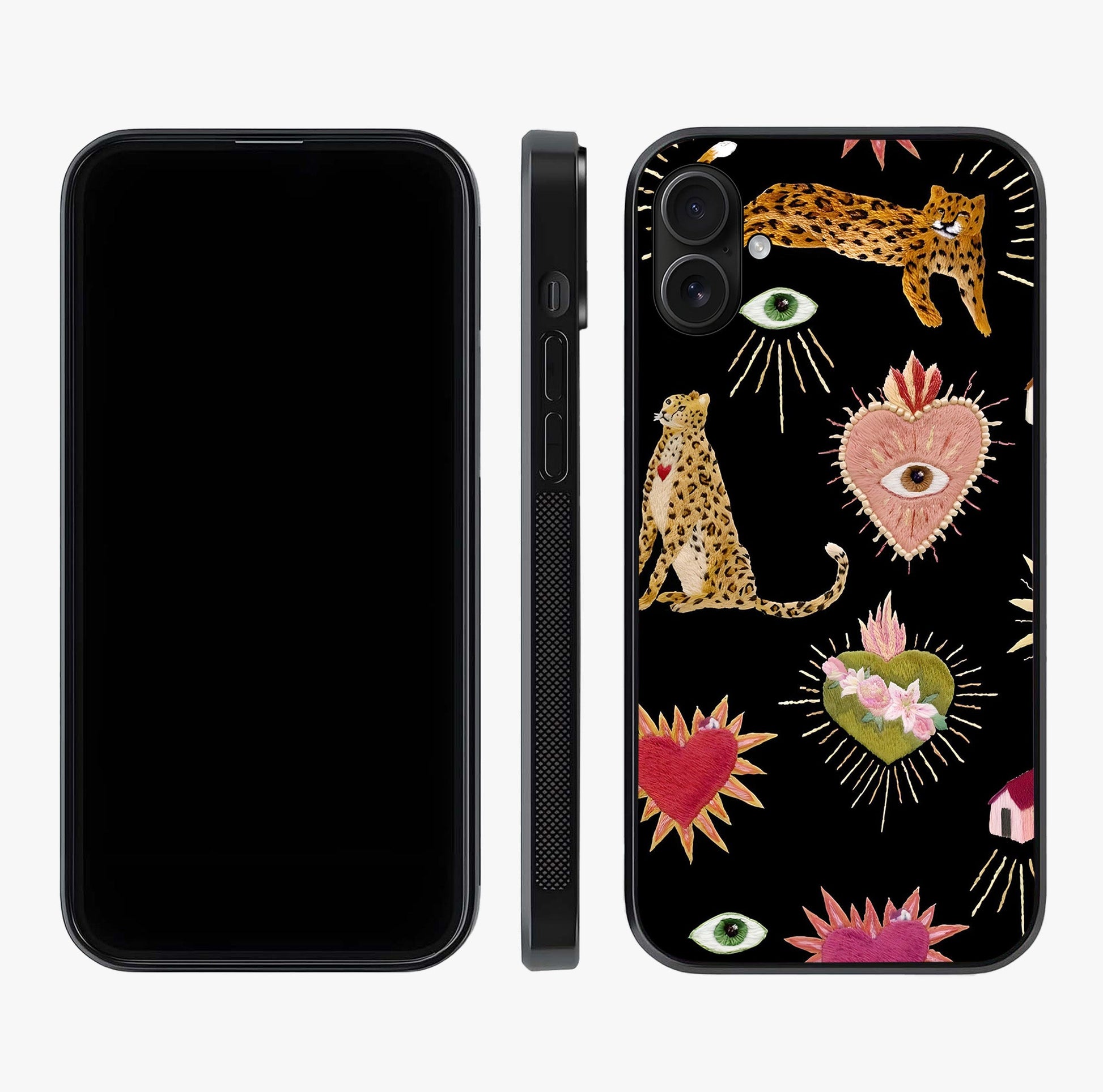 Sacred Jungle Heart Glass Case displayed upright for full design visibility and premium finish.