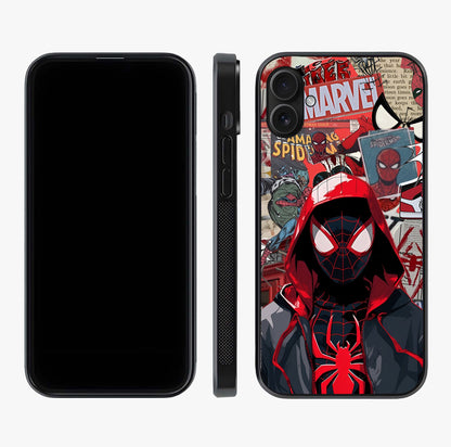 Spider Collage Street Glass Case displayed upright for full design visibility and premium finish.
