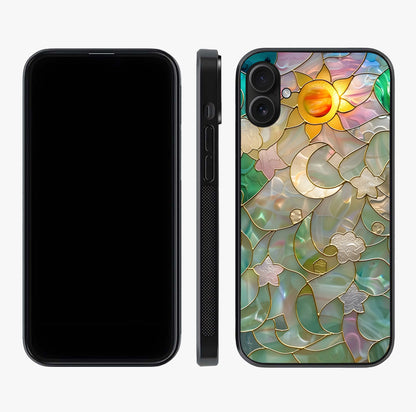 Stained Sunrise Glow Glass Case displayed upright for full design visibility and premium finish.