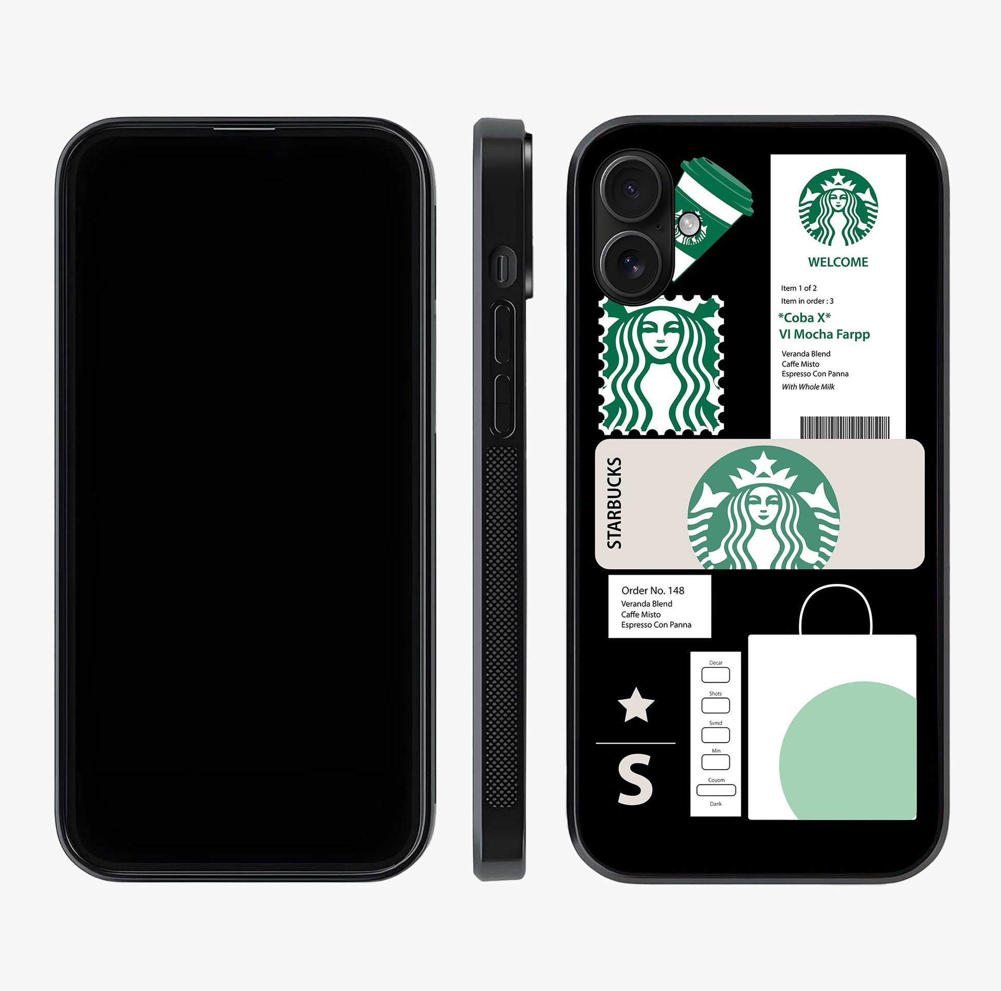 Starbucks Mocha Glass Case displayed upright for full design visibility and premium finish.