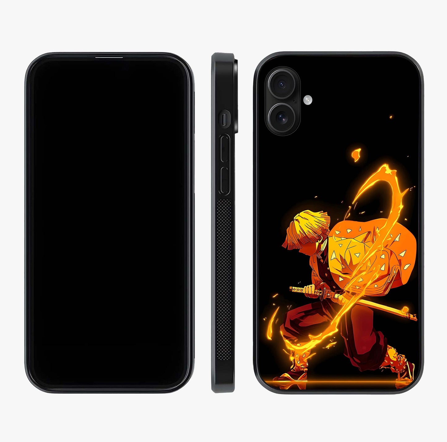 Thunder Flame Execution Glass Case displayed upright for full design visibility and premium finish.