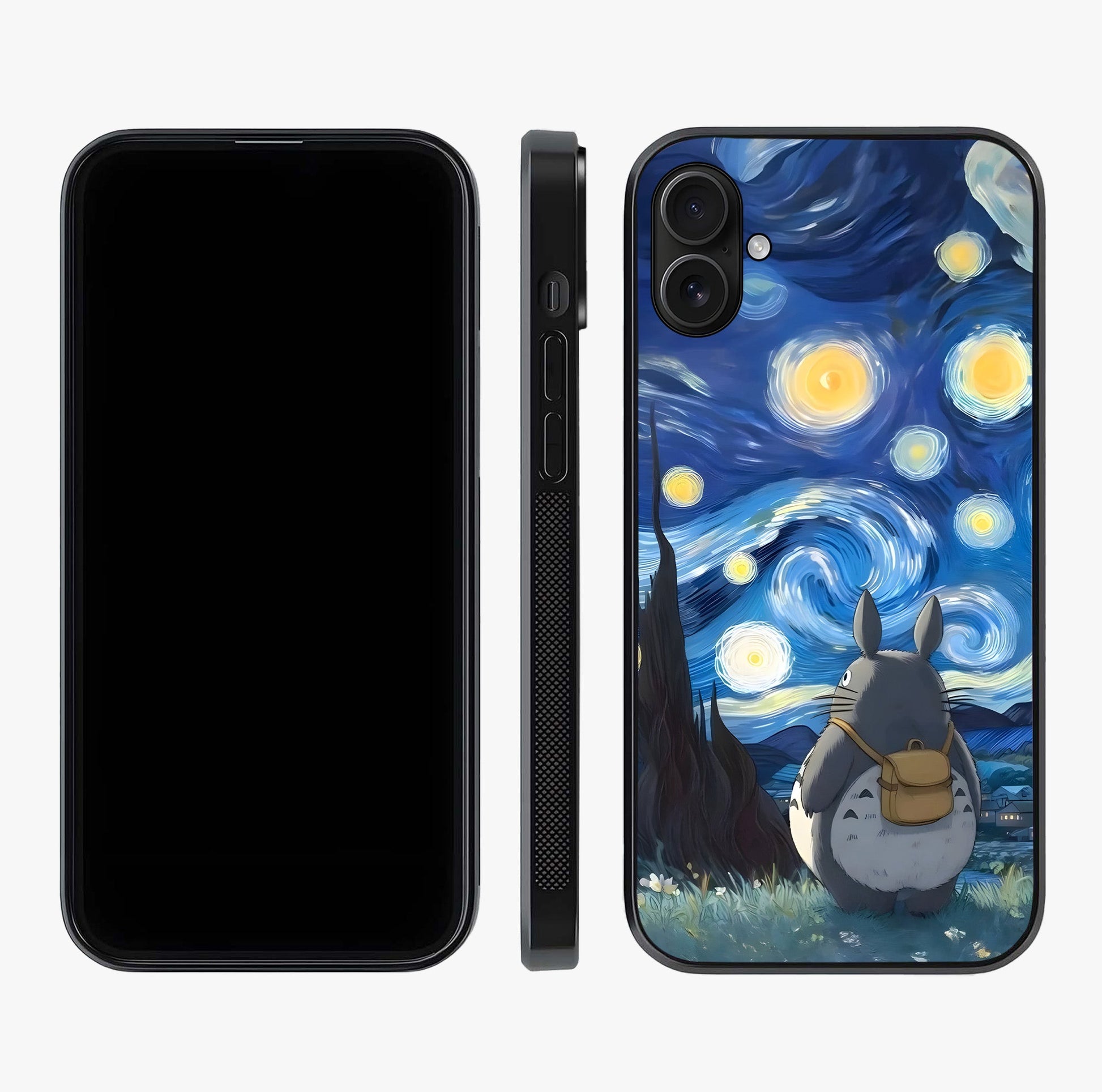 Totoro In Van Gogh Art Glass Case displayed upright for full design visibility and premium finish.