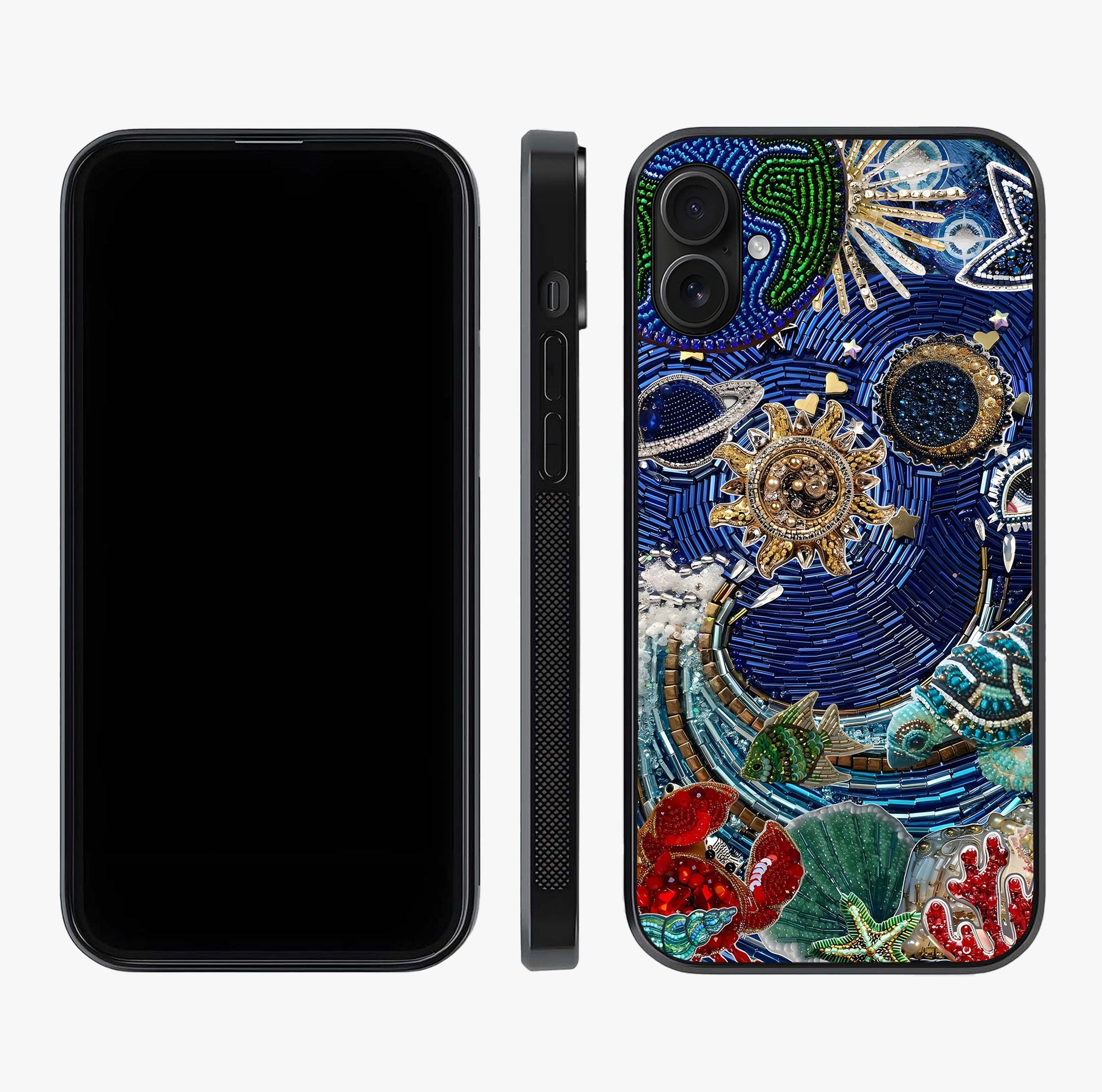 Universe Underwater Spark Glass Case displayed upright for full design visibility and premium finish.