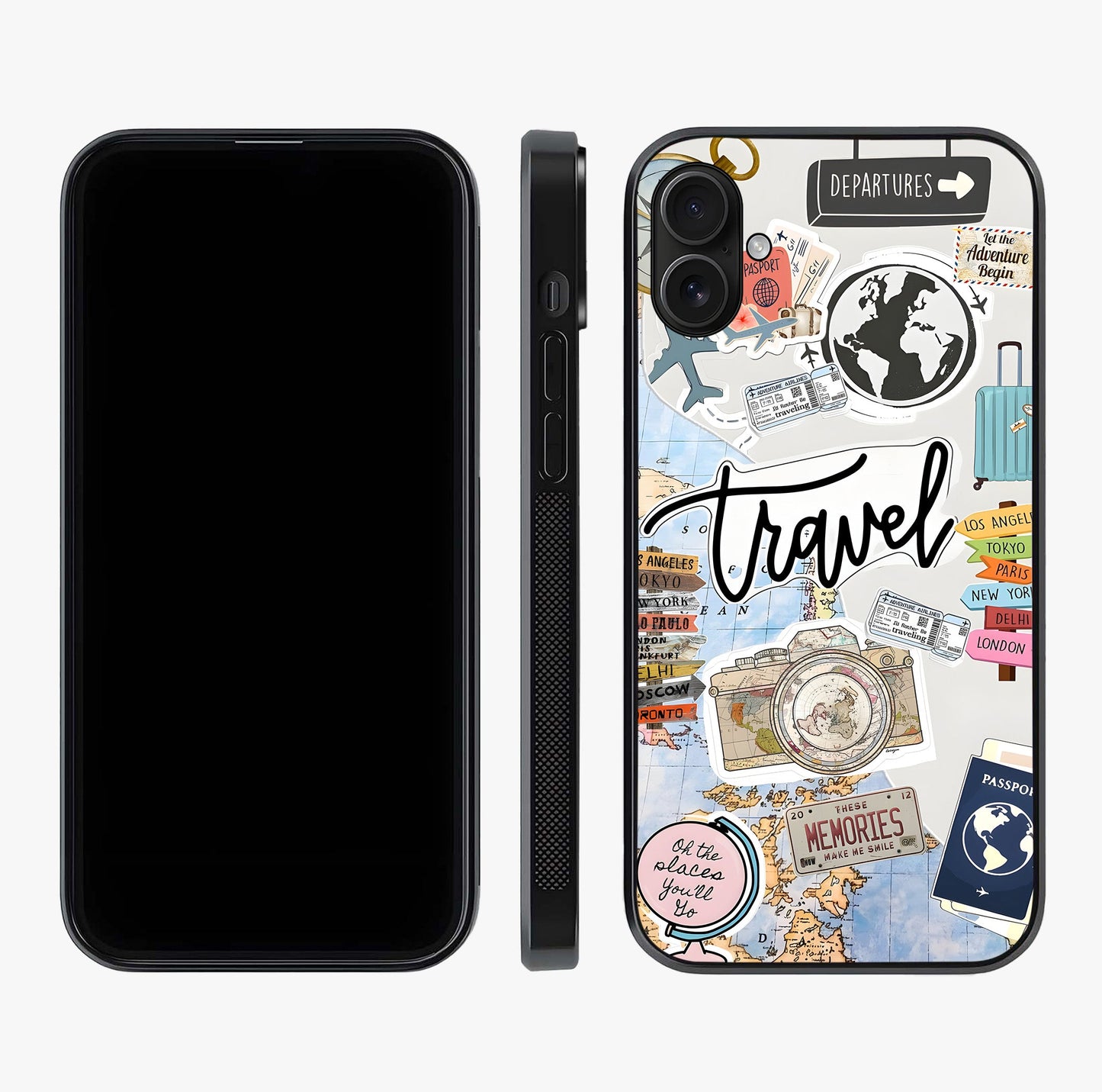 Wanderlust Journal Glass Case displayed upright for full design visibility and premium finish.