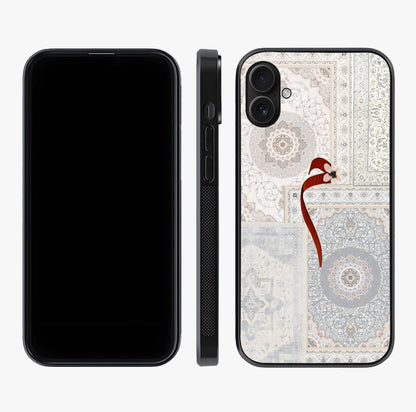 White Aesthetic Bow Glass Case displayed upright for full design visibility and premium finish.