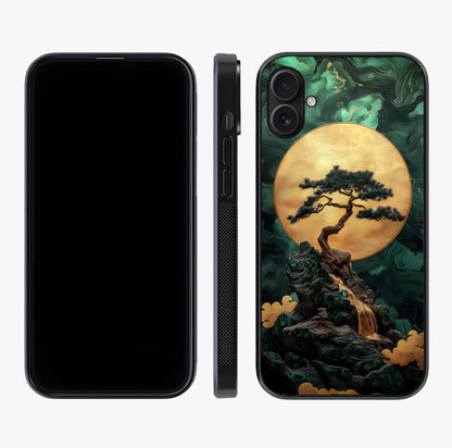 Zen Moon Rise Glass Case displayed upright for full design visibility and premium finish.