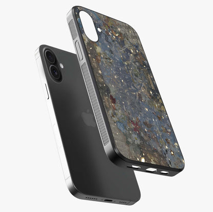 Aesthetic Astrolophia Glass Case laid diagonally highlighting side profile, edges and glossy glass shine.