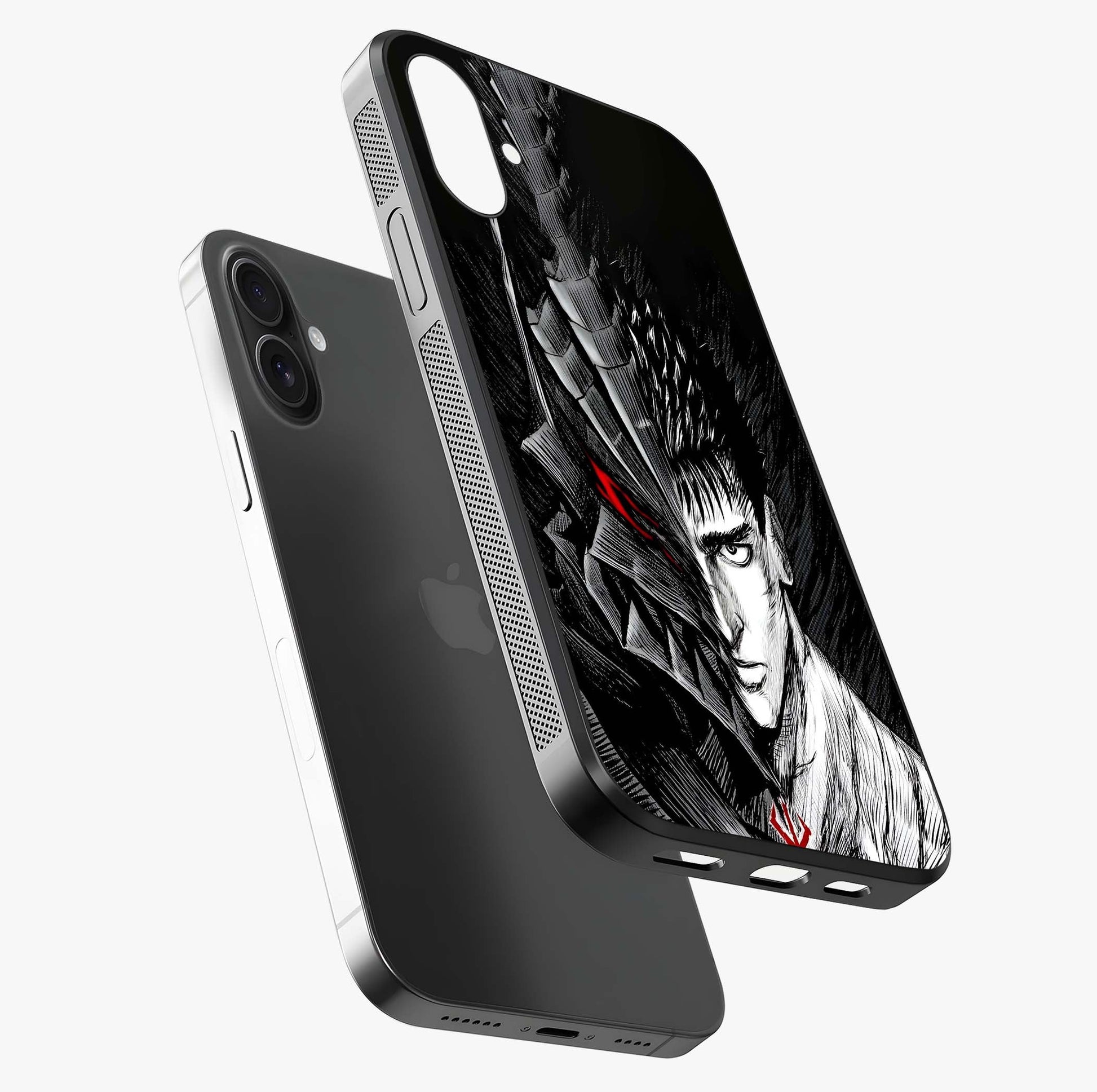 Berserker Blood Oath Glass Case laid diagonally highlighting side profile, edges and glossy glass shine.